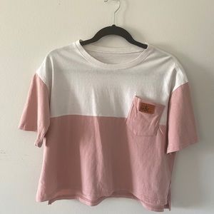 Pink and white crop top
